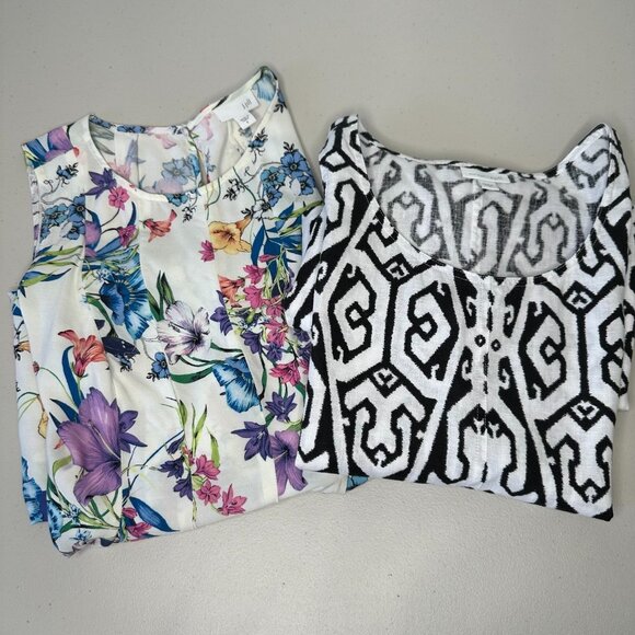 J Jill Lot of 2 Sleeveless Dresses Small Love Linen Floral Shift - Picture 1 of 16